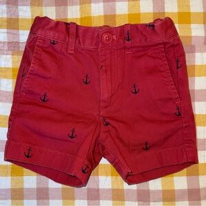 J.Crew Crewcuts Factory Barn Red Anchor Print Chino Shorts Toddler Size 2